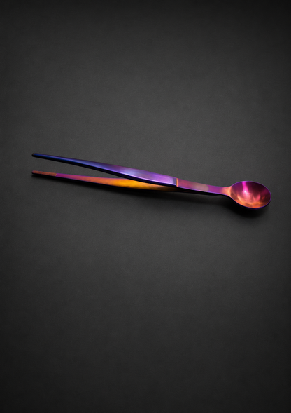 Pinza + cuchara de degustación 17cm Inox
