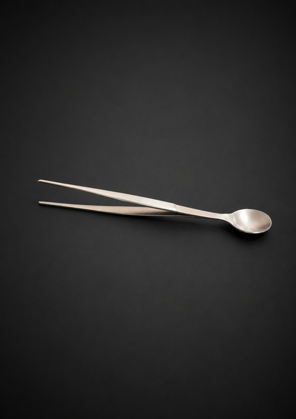 Pinza + cuchara de degustación 17cm Inox