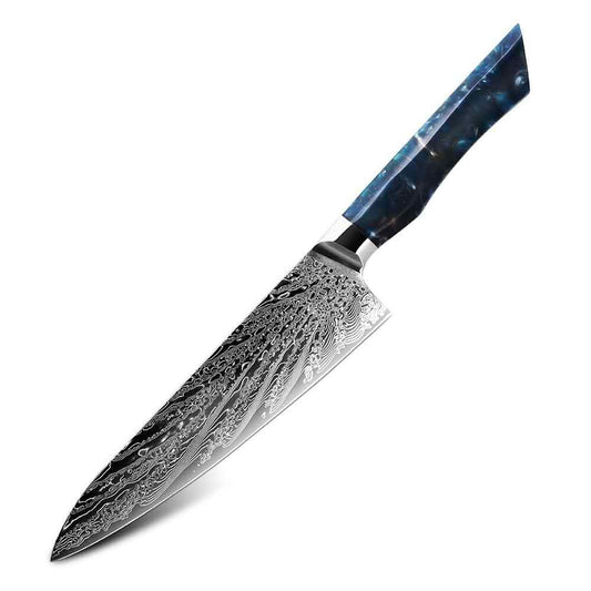 Cuchillo Gyuto 21cm 10Cr+Damasco AZUL