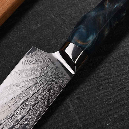 Cuchillo Gyuto 21cm 10Cr+Damasco AZUL