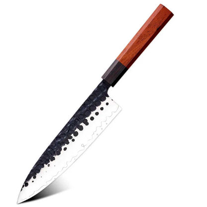 Cuchillo Gyuto 21cm 10Cr Martillado+Kurouchi Ébano+Secuoya