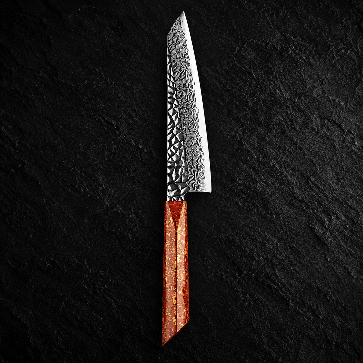 Cuchillo de Chef 20cm 10Cr+Pirámide Damasco66 OLEO Chinese Red