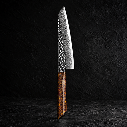Cuchillo de Chef 20cm 10Cr+Pirámide Damasco66 OLEO Chinese Red