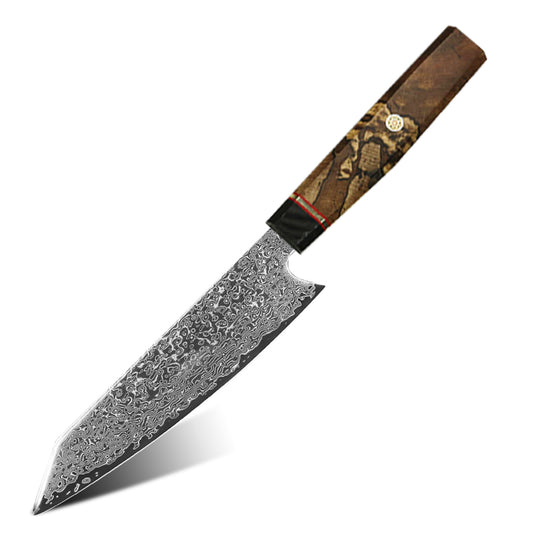 Cuchillo Utilitario 15cm 10Cr+Damasco Madera Burl