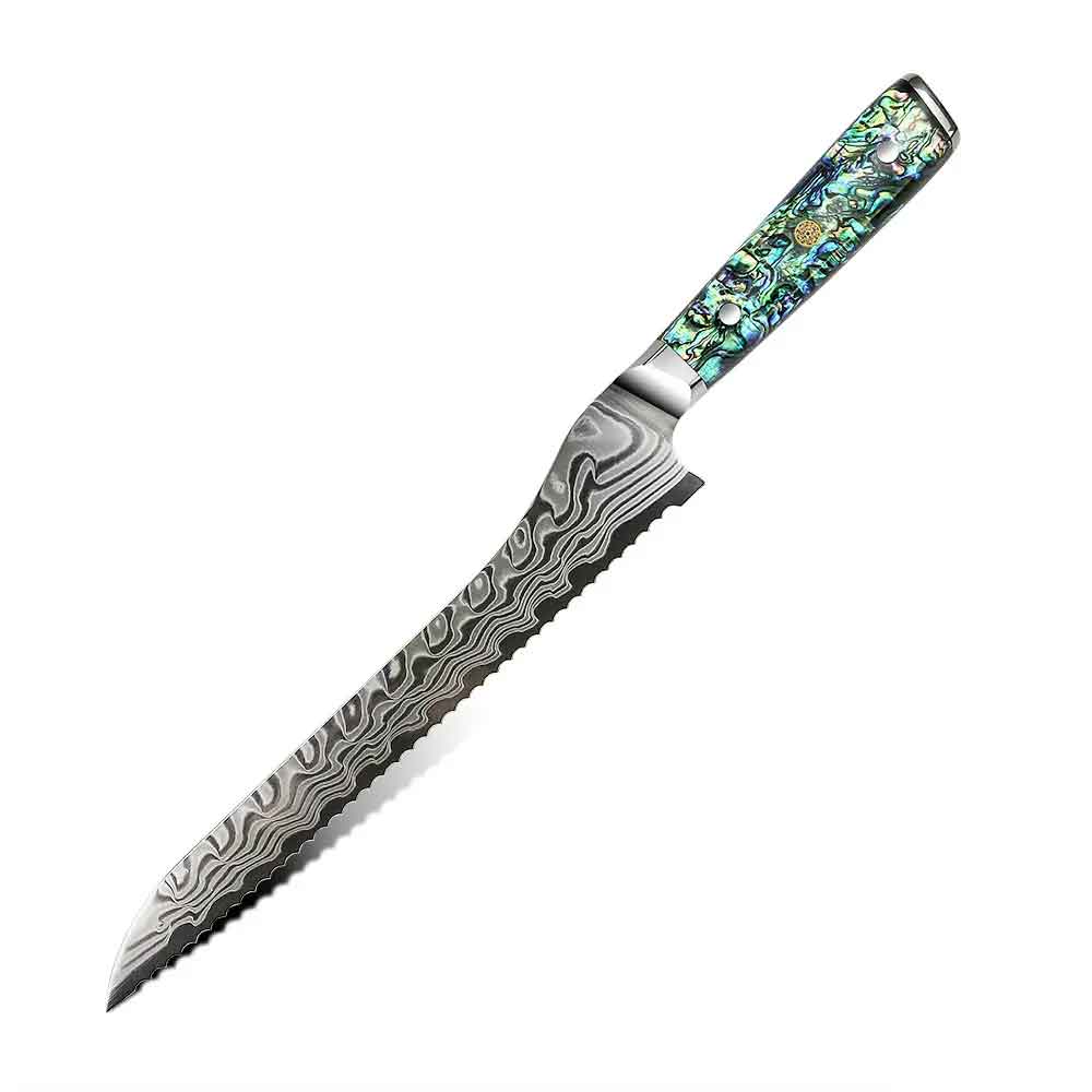 Cuchillo de Pan 25cm 10Cr+Damasco ABALÓN