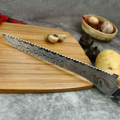 Cuchillo de Pan 25cm 10Cr+Damasco ABALÓN