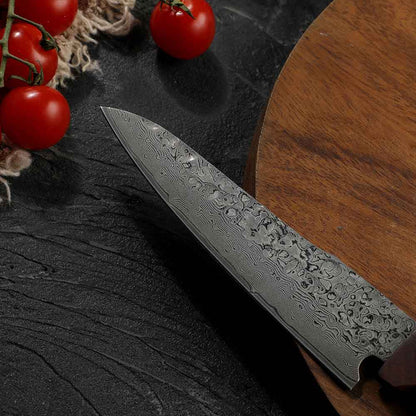 Cuchillo Utilitario 13cm 10Cr Damasco mango Sicómoro