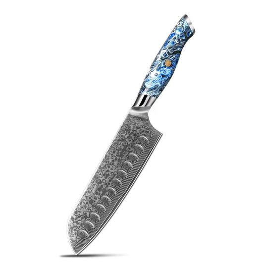 Cuchillo Santoku 18cm 10Cr+Damasco Noche estrellada