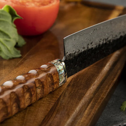 Cuchillo Gyuto 21cm 10Cr Damasco Martillado+Kurouchi Ironwood