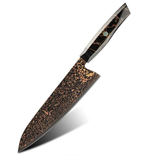 Cuchillo Gyuto 21cm 10Cr+Kurouchi Damasco de Cobre