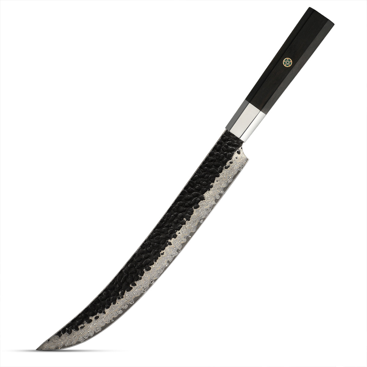 Cuchillo Carnicero 25cm 10Cr+Kurouchi Damasco mango Inox+Ebano