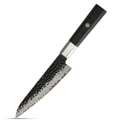 Cuchillo Utilitario 15cm 10Cr+Kurouchi Damasco mango Inox+Ebano