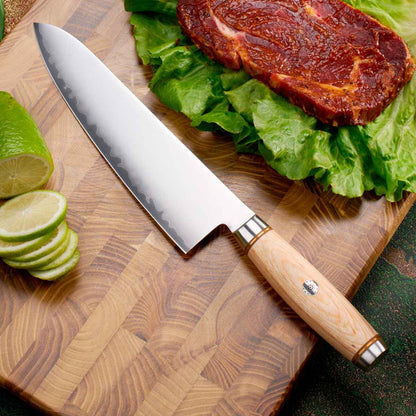 Cuchillo Gyuto 21cm clad 10Cr Paka+Bronce