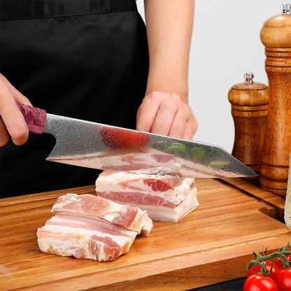 Cuchillo Kiritsuke 21cm Damasco lluvia+10Cr Madera Morada