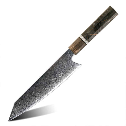 Cuchillo Kiritsuke 21cm Damasco lluvia+10Cr Madera Marrón