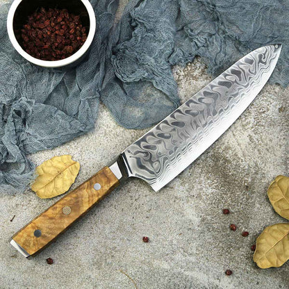 Cuchillo Gyuto 21 cm Damasco 440c Mango Olivo