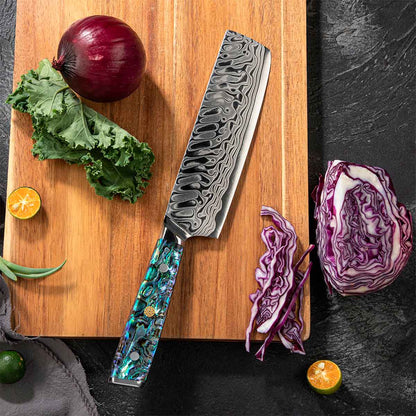 Cuchillo Nakiri 17cm 10Cr+Damasco ABALÓN