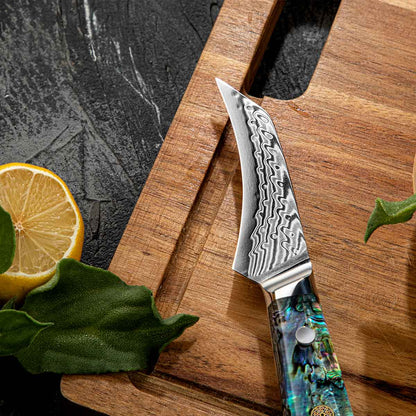 Cuchillo Torneador 10cm 10Cr+Damasco ABALÓN