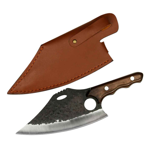 Hacha Serbia Carnicero 15cm 5Cr Wengué + funda cuero