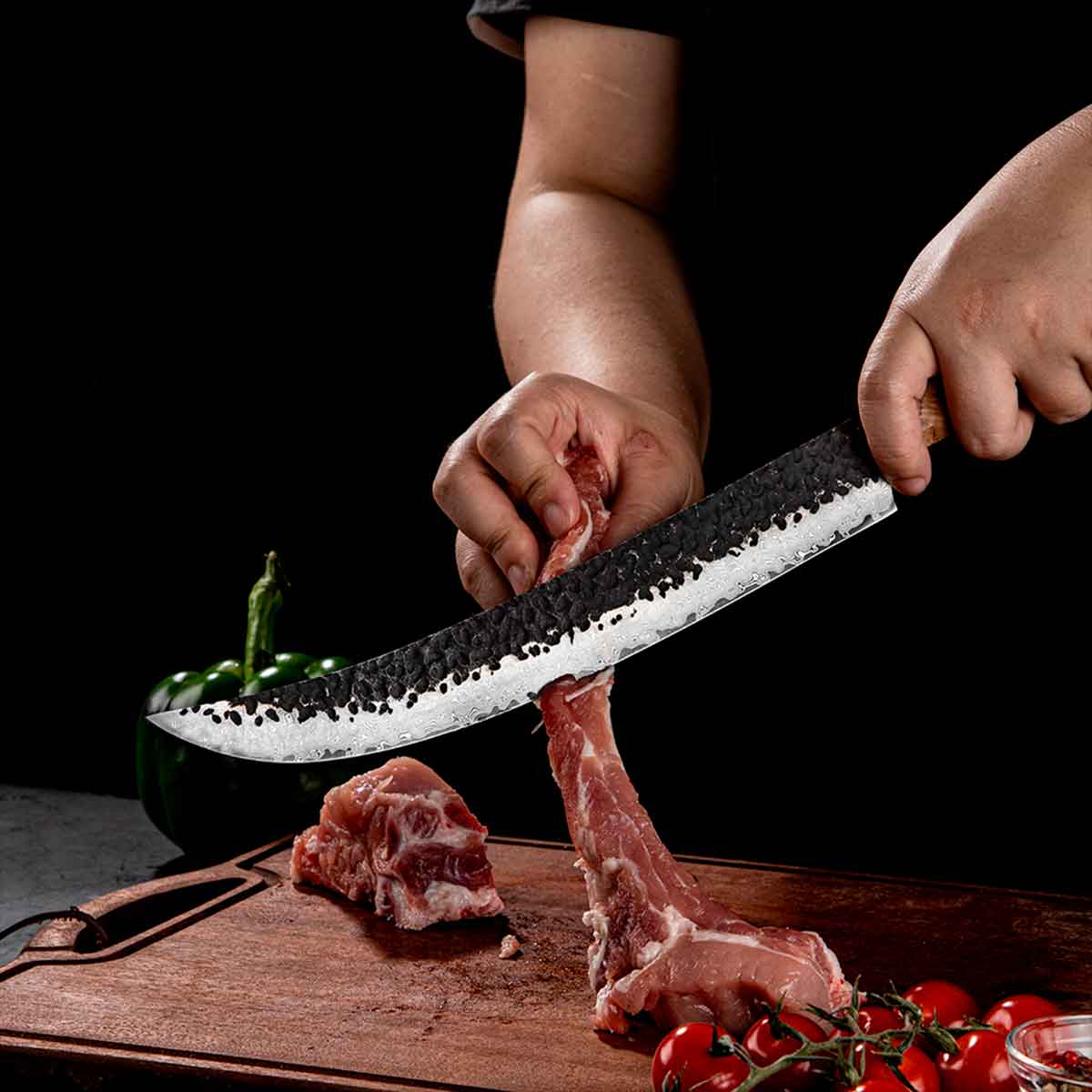 Cuchillo Carnicero 25cm 10Cr+Kurouchi Damasco