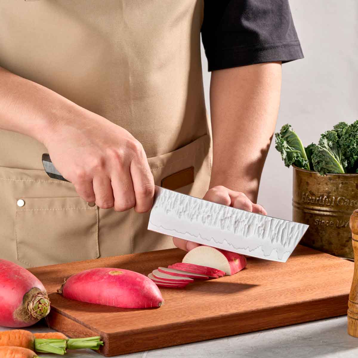 Cuchillo Nakiri 18cm clad 10Cr Madera+Inox