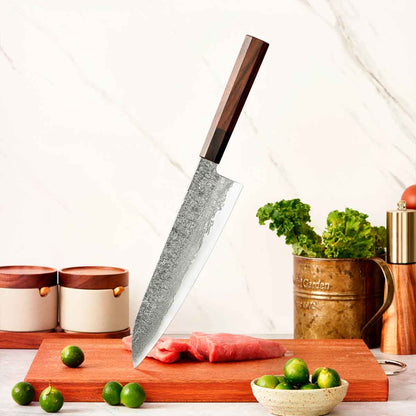 Cuchillo Gyuto 23cm 10Cr+Damasco Sándalo