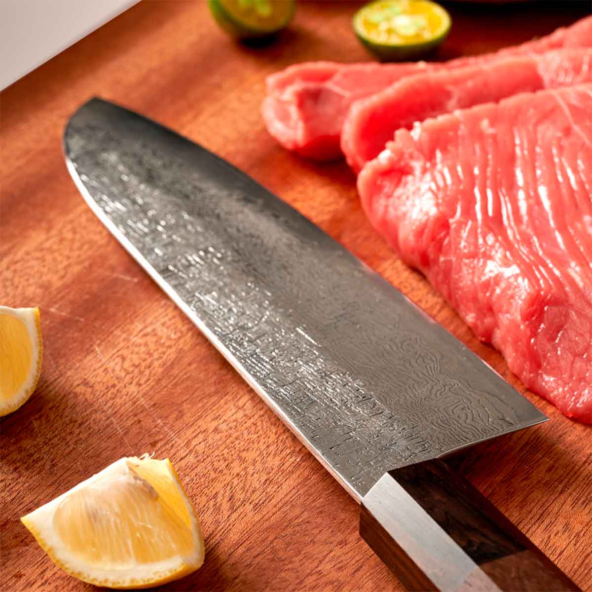 Cuchillo Santoku 18cm 10Cr+Damasco Sándalo