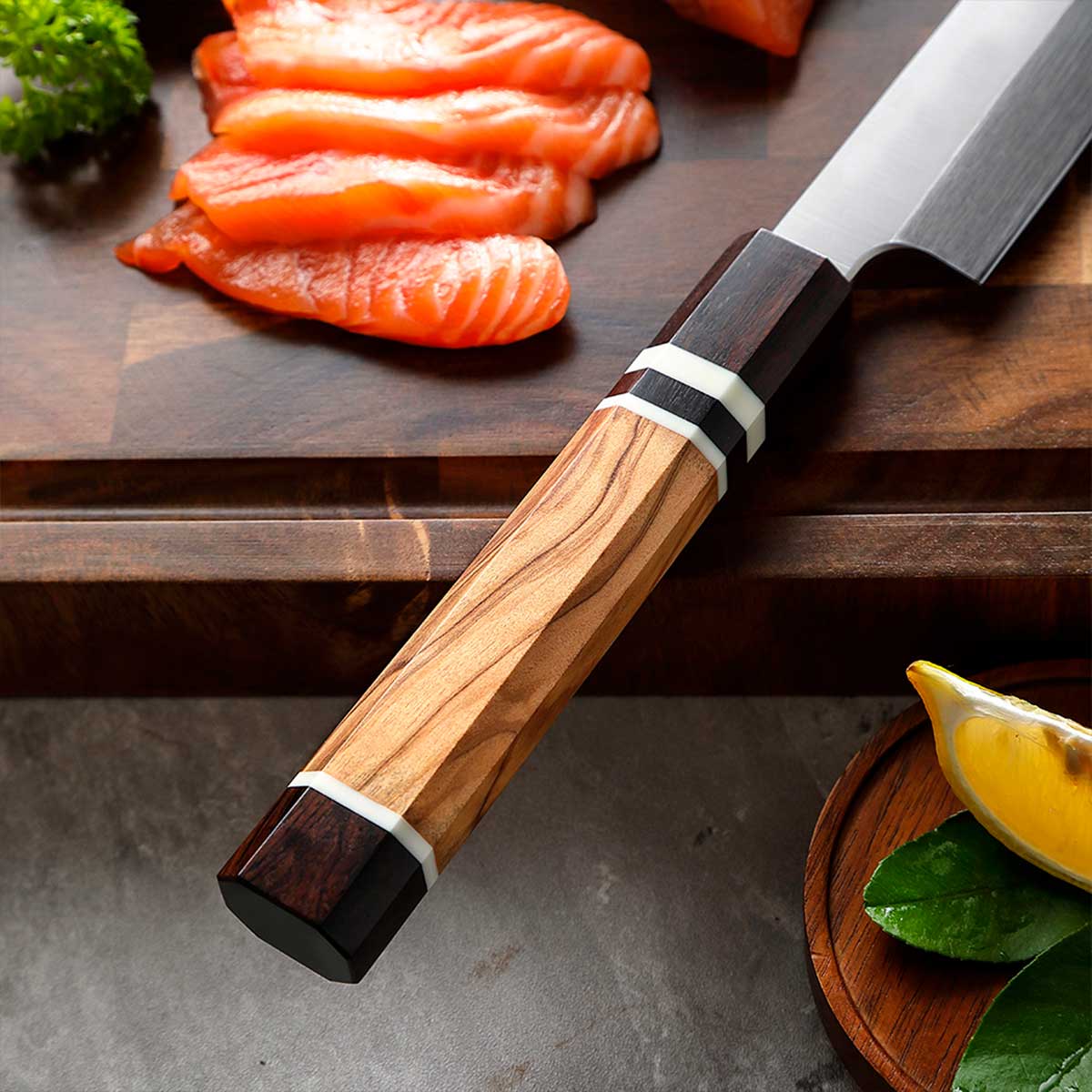 Cuchillo Yanagi 30cm 10Cr Mango Olivo