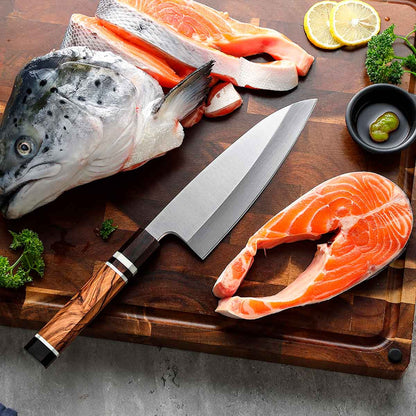 Cuchillo Deba 18cm 10Cr Mango Olivo