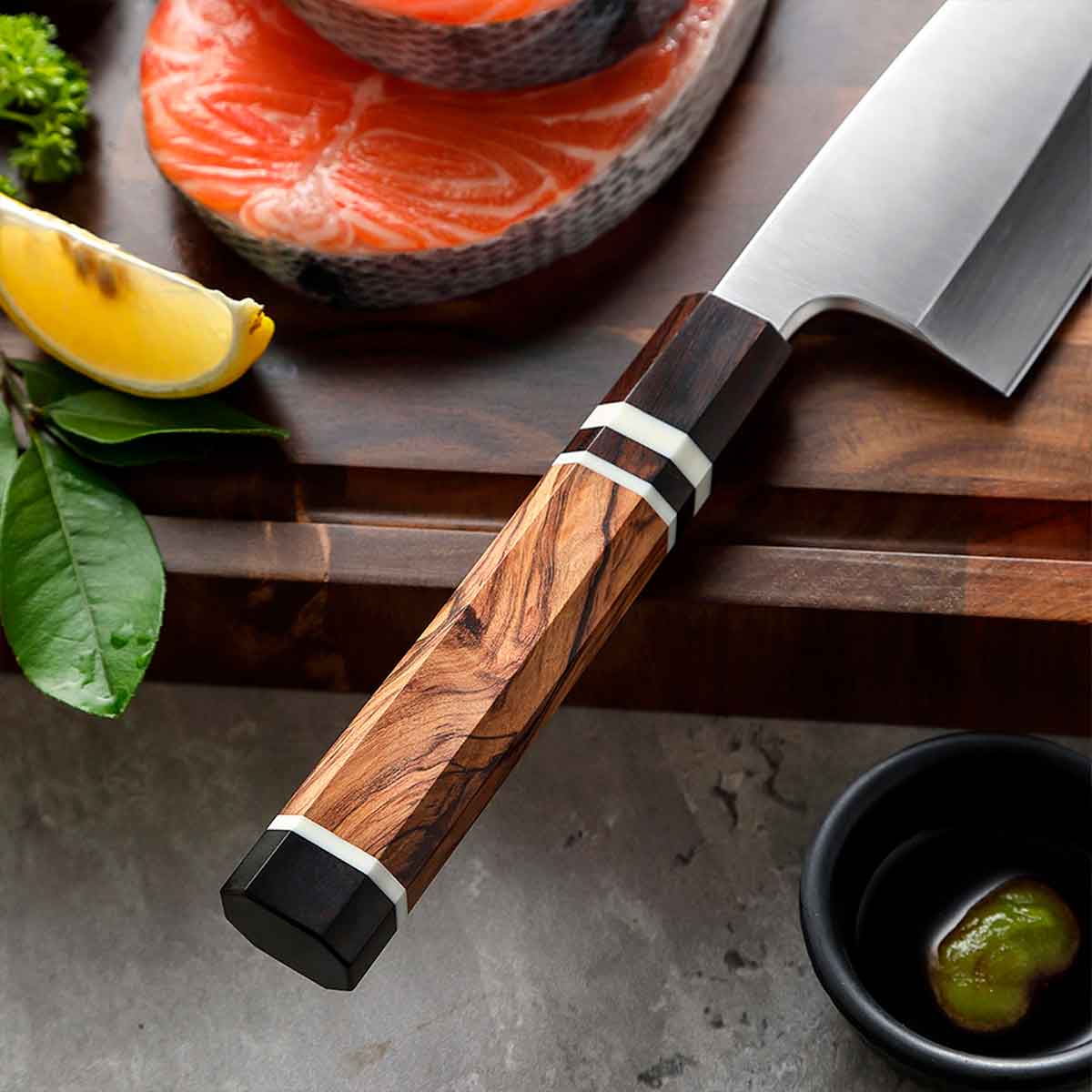 Cuchillo Deba 18cm 10Cr Mango Olivo