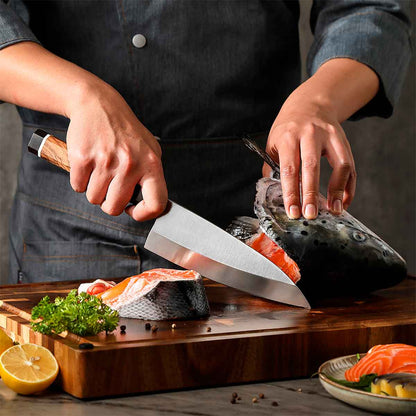 Cuchillo Deba 18cm 10Cr Mango Olivo