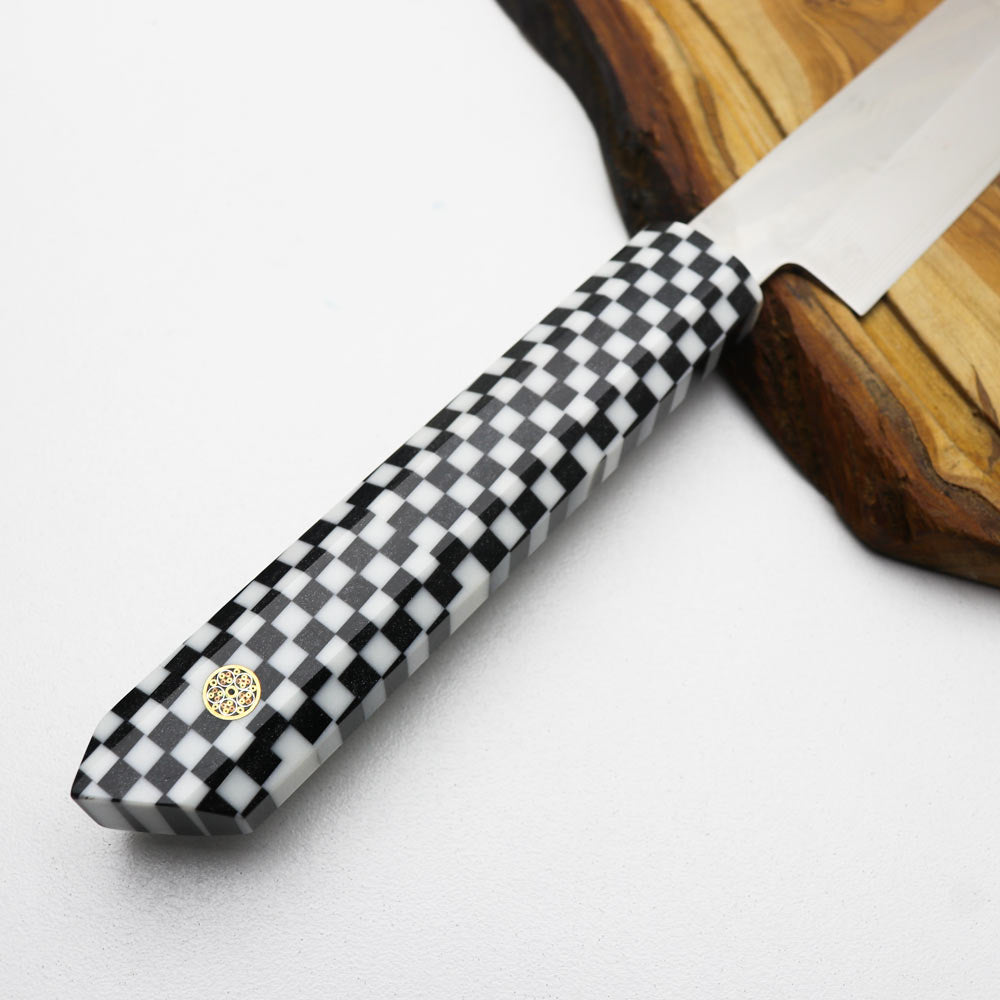 Cuchillo Yanagi de 27 cm acero 10 Cr con damasco - Mango colores variados