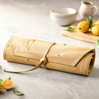 Roll 8pz cuchillos lona - Amarillo