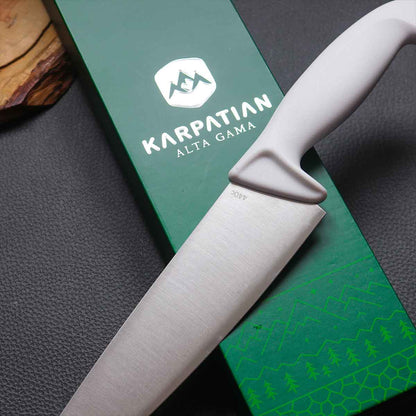 Cuchillo chef 8" ALTA GAMA mango blanco 440c