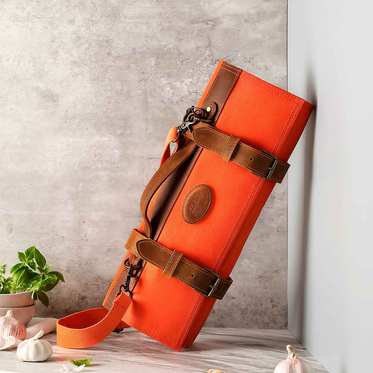 Maletín de chef para 12 cuchillos Anaranjado