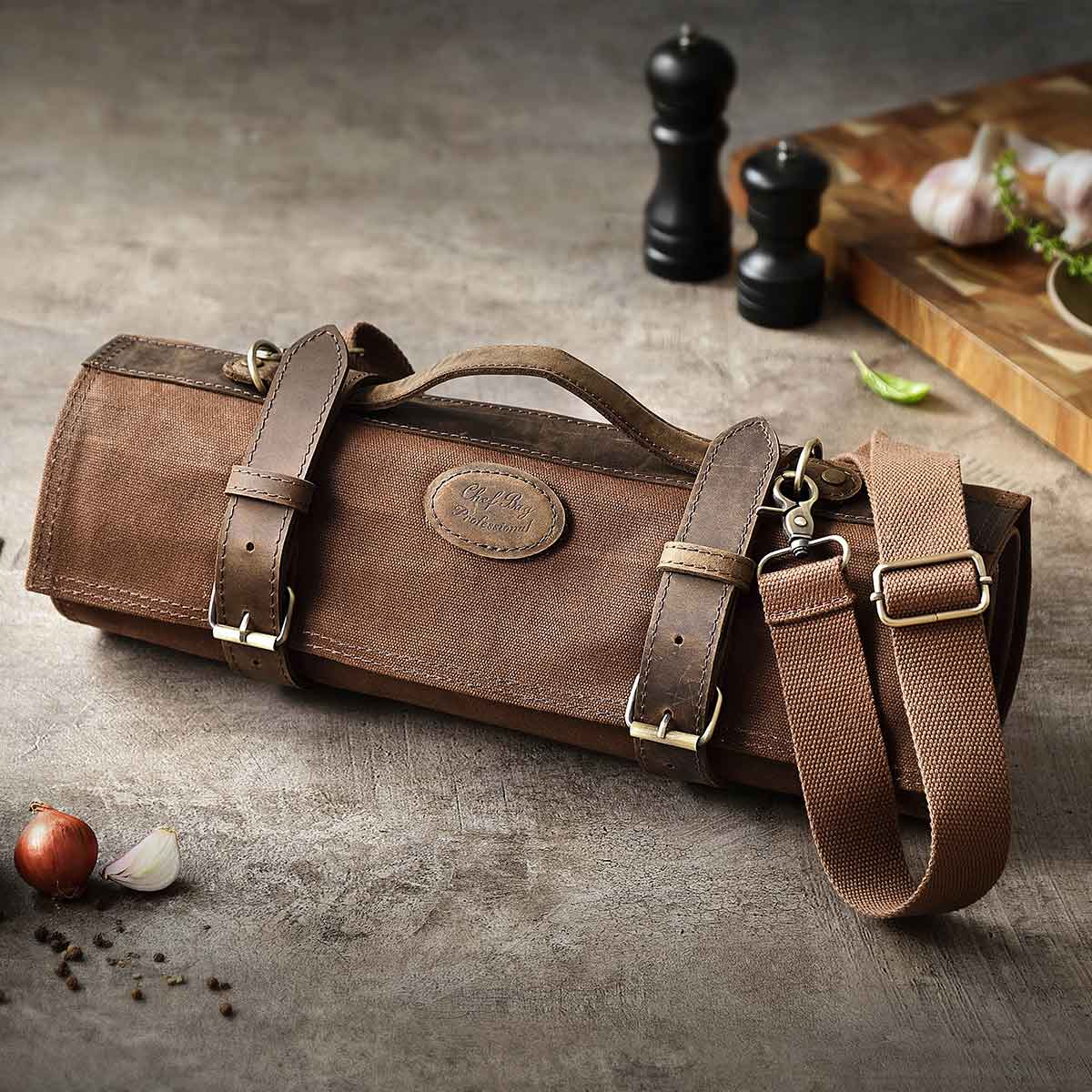 Maletín de chef para 12 cuchillos café