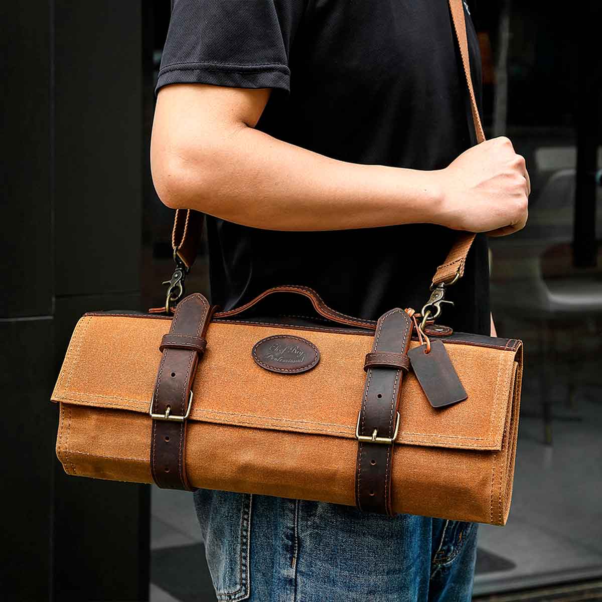 Maletín de chef para 12 cuchillos Mostaza