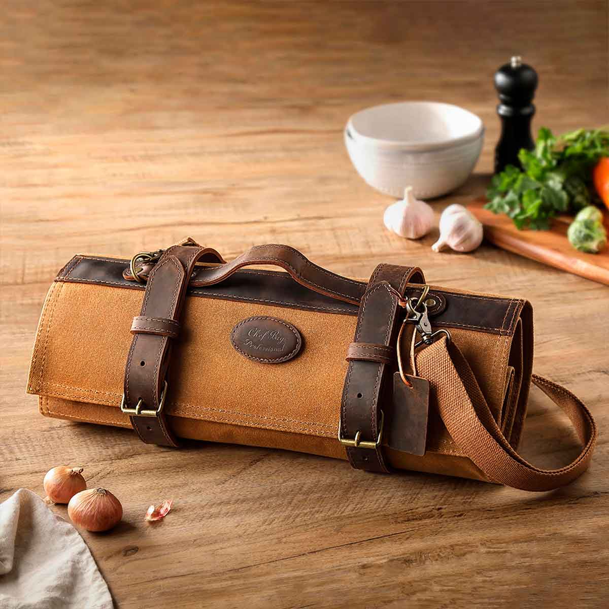 Maletín de chef para 12 cuchillos Mostaza