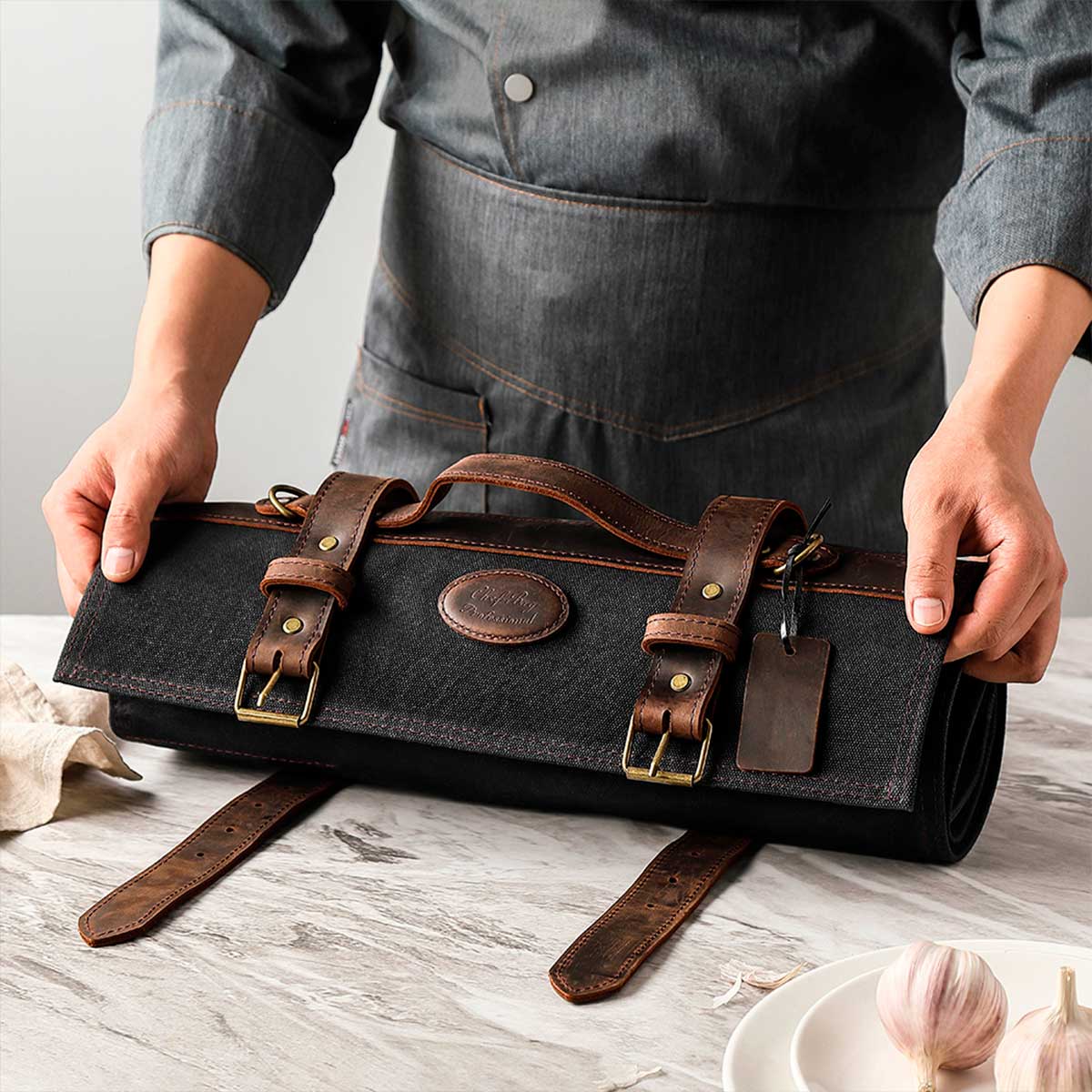 Maletín de chef para 12 cuchillos negro