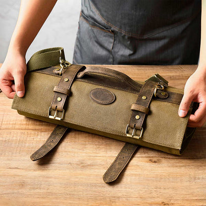 Maletín de chef para 12 cuchillos verde militar