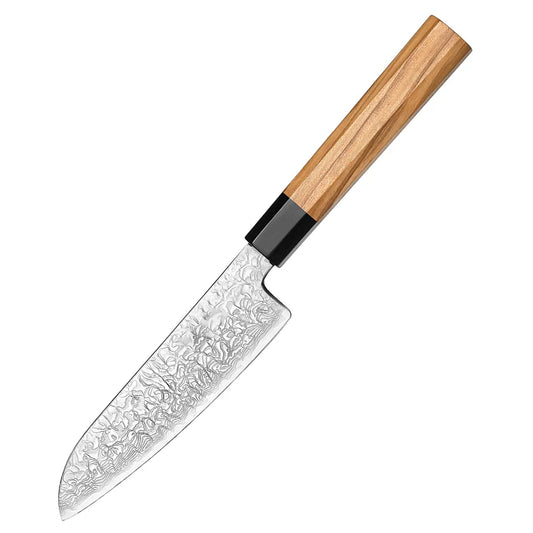 Cuchillo Mini Santoku 14cm 10Cr+Damasco Olivo