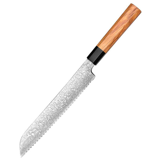 Cuchillo de Pan 22cm 10Cr+Damasco Olivo