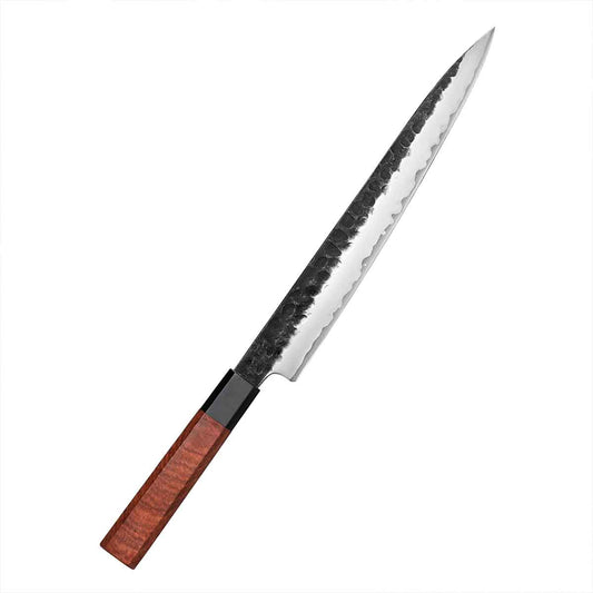 Cuchillo Fileteador 26cm clad 10Cr Kurouchi Martillado Secuoya