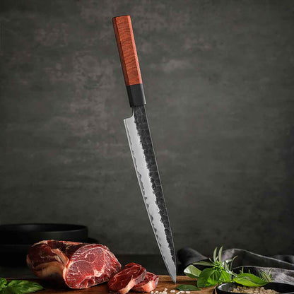 Cuchillo Fileteador 26cm clad 10Cr Kurouchi Martillado Secuoya