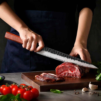 Cuchillo Fileteador 26cm clad 10Cr Kurouchi Martillado Secuoya