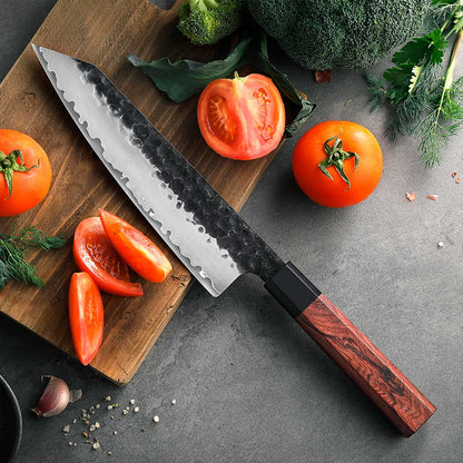 Cuchillo Kiritsuke 21cm 10Cr Martillado+Kurouchi Secuoya