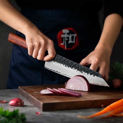 Cuchillo Kiritsuke 21cm 10Cr Martillado+Kurouchi Secuoya