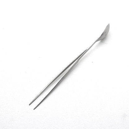 Pinza + cuchara de degustación 17cm Inox