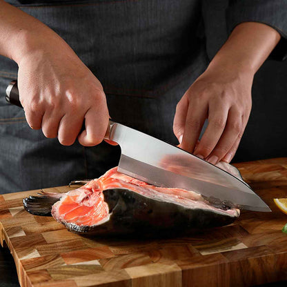 Cuchillo Deba 18cm acero 8Cr Ébano + Funda