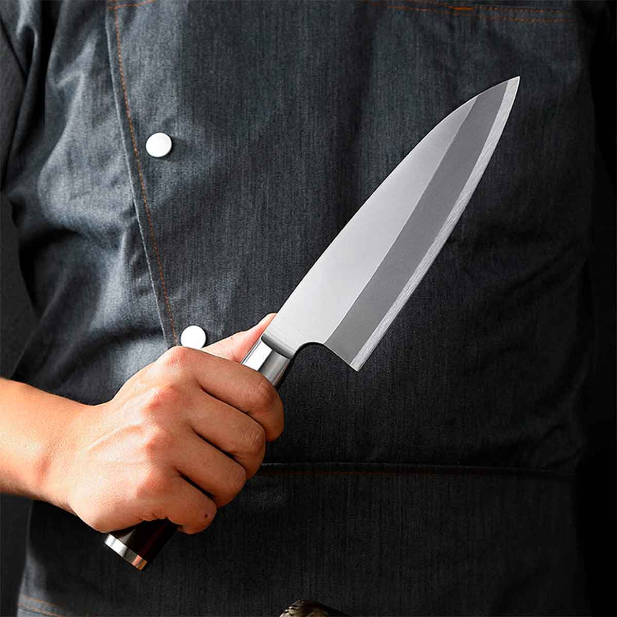 Cuchillo Deba 18cm acero 8Cr Ébano + Funda